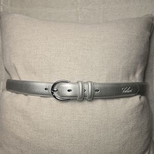 FALARI GENUINE LEATHER BELT DRESSY METALLIC SILVER WOMENS SIZE LG 38/40
